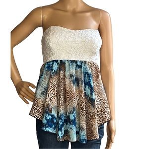 Vintage Y2K Strapless Handkerchief Babydoll Top size small